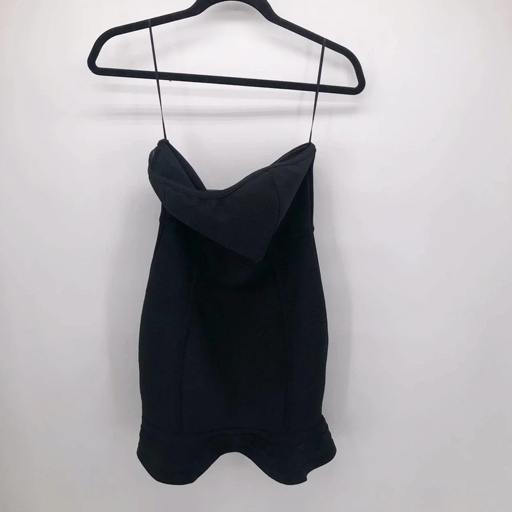 Aqua Strapless Bodycon Ruffle Black Dress Sz M - Picture 2 of 5